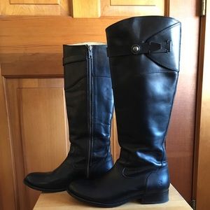 Frye black leather boots.
